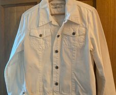 TOMMY HILFIGER Womens Crop Denim Jacket UK L White Cotton