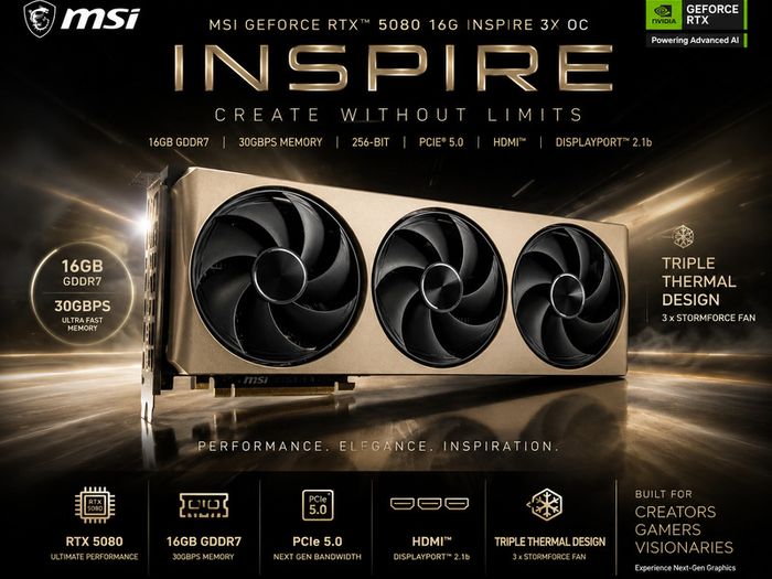 Rtx 5080 MSI Inspire gold.