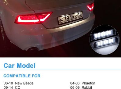2 Pcs Error Free License Plate Lamp Taillight, 12V Black 6500K Water Proof LED Rear License Plate Lamps for VW Rabbit Golf/GTI (MK4, MK5, MK6)