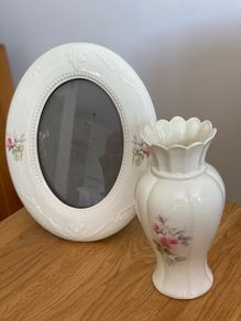 Donegal China Rose Oval Frame and Vase
