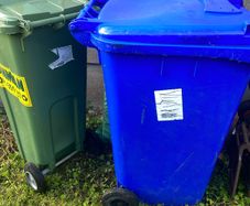 Blue bin waste shed garden storage on wheels