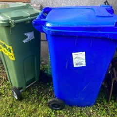 Blue bin waste shed garden storage on wheels