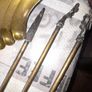 Beautiful Old Large Brass Fire Irons Shovel, Poker, Tongs, and a Brush, Postage Available or Collection on all my items Image 5