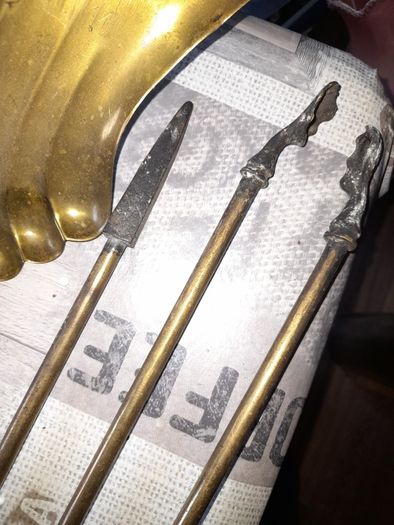 Beautiful Old Large Brass Fire Irons Shovel, Poker, Tongs, and a Brush, Postage Available or Collection on all my items