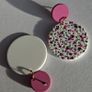 Matte Pink Round Stud Pink Blossom Polymer Clay Earrings Image 7