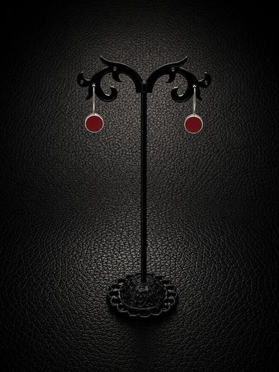 Vintage 925 Sterling Silver & Red Coral Gemstone Earrings