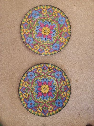 Royal Doulton Floral Art Deco Plates(2) 10.5"