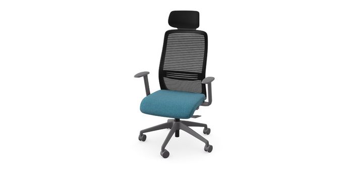 NV High Back Swivel Mesh Chair Grey Frame with adjustable arms and headrest