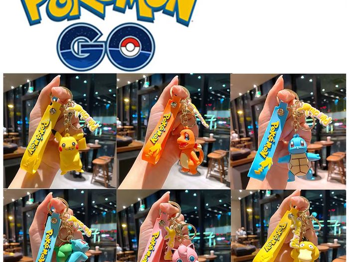Pokemon Keychain batch Pendant Pokemon keyring Cute Pikachu Doll Bag Car Pendant for birthday Kids Toys charm bulk gourd