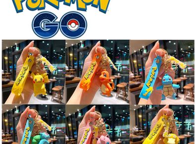 Pokemon Keychain batch Pendant Pokemon keyring Cute Pikachu Doll Bag Car Pendant for birthday Kids Toys charm bulk gourd