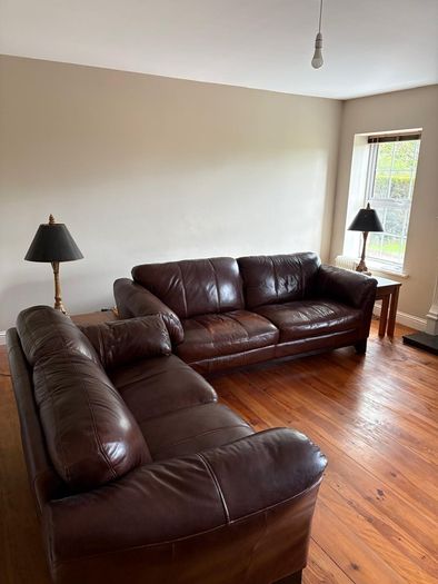 Brown leather sofa set - 3 seater,2 seater and armchair.