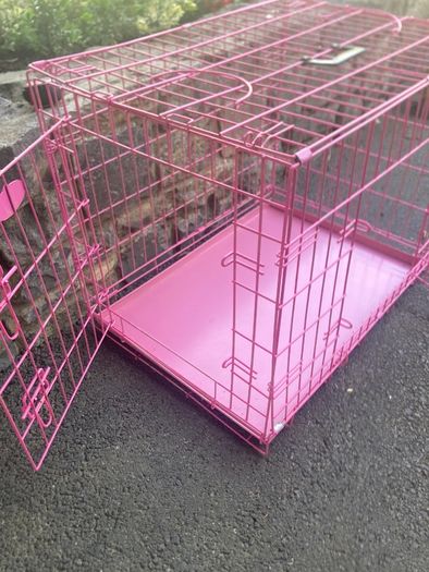 Large Pink 2 door collapsible Dog crate