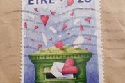 Ireland 1988 Love Stamp - Eire 28p Green Postbox with Hearts (Used)