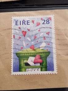 Ireland 1988 Love Stamp - Eire 28p Green Postbox with Hearts (Used)
