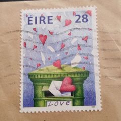 Ireland 1988 Love Stamp - Eire 28p Green Postbox with Hearts (Used)