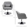 Swivel Linen Fabric Accent Chair for Living Room Contemporary Vanity Armchair with Adjustable Height Thick Cushion Lumbar Support Armrest for Bedroom Office Light Grey Image 2