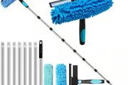 11FT(3.3m) Window Cleaning Equipment,Window Cleaner,Telescopic Window Squeegee Cleaner with Long Handle,2-in-1 window cleaning kit for Home, Shower, Car, RV, Upstairs Windows &amp; Solar Panels