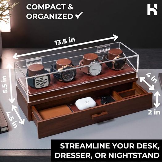 Holme & Hadfield Premium 4 Slot Watch Box - New in Box