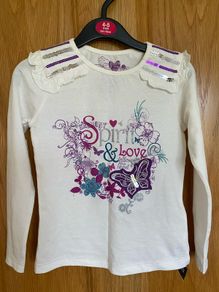 New Cream Frill Shoulder Long Sleeve Top with sequins