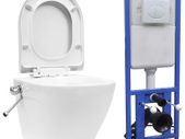 Wall Hung Rimless Toilet with Concealed Cistern Ceramic White