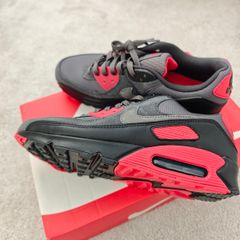 Nike Air Max 90 Smoke Grey Fire Red Shoes - NEW