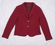 Frank Walder Dark Red Burgundy Diamond Quilted Button-Up Blazer Jacket 14UK/42EU