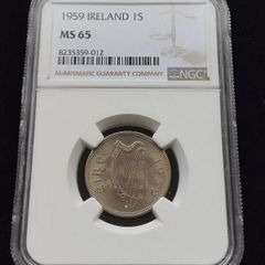 Ireland 1959 | 1 Shilling | 1s | Bull | KM.14a | MS65