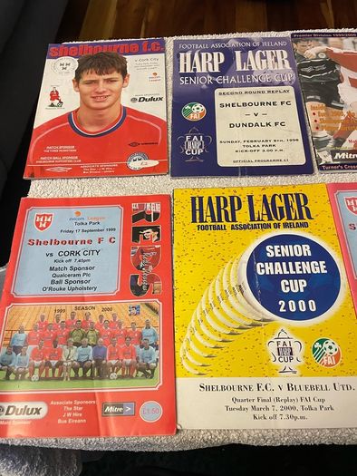 League of Ireland soccer programmes mostly Shelbourne any 5 for 10 euro