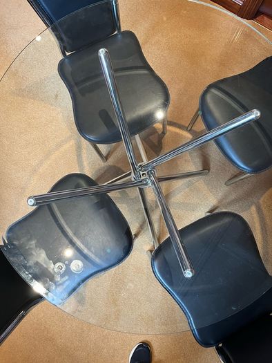 Tempered glass table and 4 matching chairs