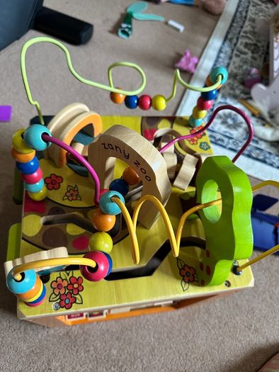 zany zoo wooden activity cube