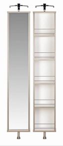Swivel shelf and mirror for bathroom