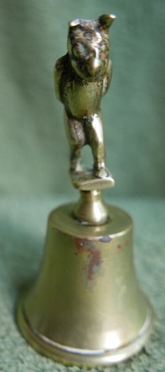 Vintage Brass Handbell Featuring a Mischievous  Handle