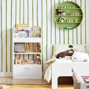 Children's  Bookshelf White Standing Shelf for Kids Room Toy Storage Shelf