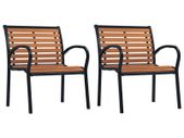 Garden Chairs 2 pcs Steel and WPC Black and Brown