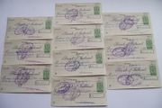 10 Vintage Cheques from Bank of Ireland with Consecutive numbers (1957)