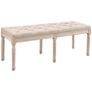 Vintage Design Vintage Bench, Button Tufting, Turned Legs, Shabby Chic, Cream + White Image 5