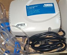APEX MINI PLUS Electric Compressor Nebulizer, with Flexicare MAXINEB Nebulizer and Accessories pack including clear tubing and mask.