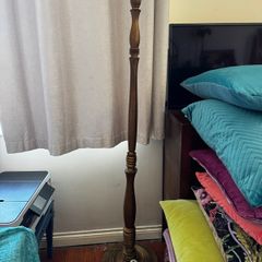 Vintage Floor Lamps Pair Gold Painted Wood and Brass Fittings