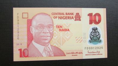 Nigeria 2018.10 Naira.Uncirculated Banknote.