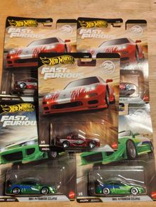 Hot Wheels Premium Fast And Furious 1995 Mitsubishi Eclipse 1/5 X2 + Mazda Rx-7 1/5 X3