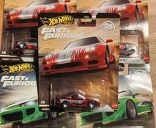 Hot Wheels Premium Fast And Furious 1995 Mitsubishi Eclipse 1/5 X2 + Mazda Rx-7 1/5 X3
