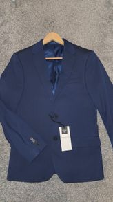 mens river island suit jacket blue