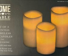 Set Of 3 Vanilla Scented Flameless Led Candles
