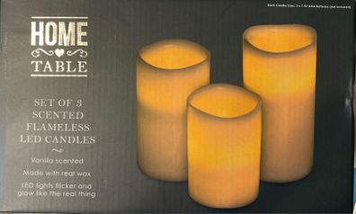 Set Of 3 Vanilla Scented Flameless Led Candles