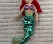 TY Sparkle Disney Ariel the Little Mermaid aprox. 40 cm.  Plush Princess Beanie Sequins Used Damaged Please see photos
