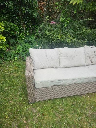 Rattan garden furniture set - couch and armchairs