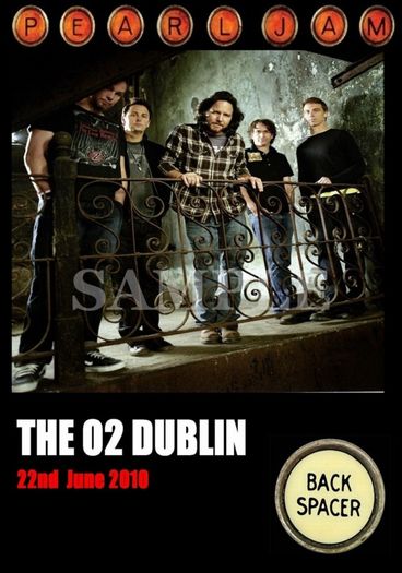 Pearl Jam concert poster The 02 Dublin 2010 A3 Size Replica