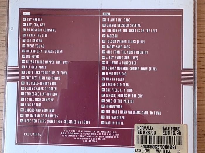 Johnny Cash - Man In Black 2x CD