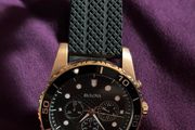 Bulova Sport Chronograph gold  Dial Mens Watch with silicone strap brand new