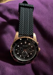 Bulova Sport Chronograph gold  Dial Mens Watch with silicone strap brand new